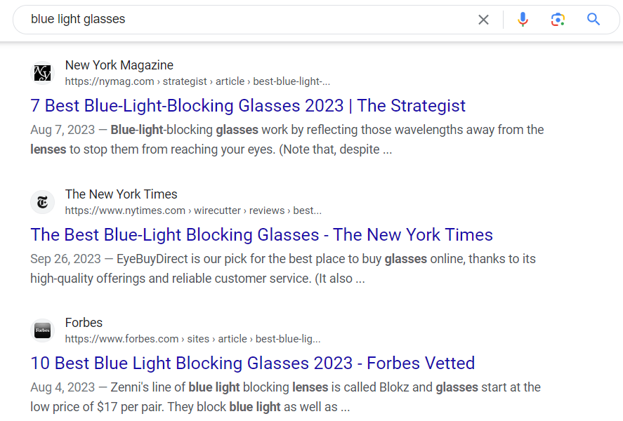 Blue Light SERP