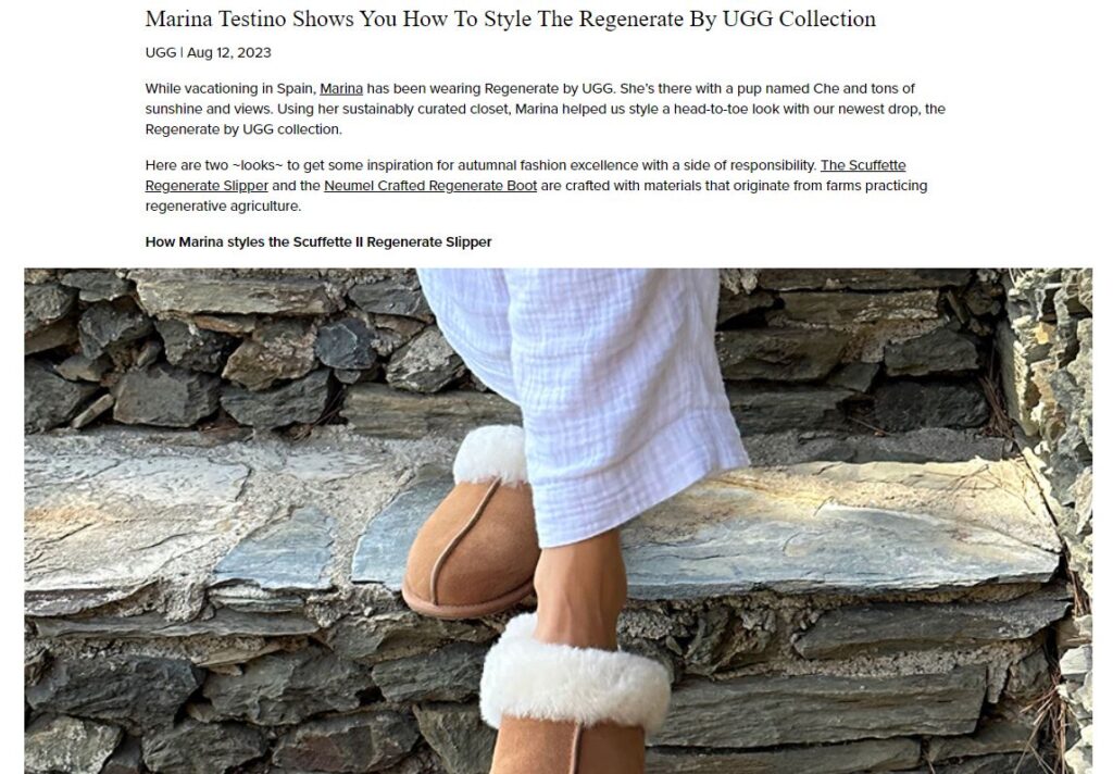 UGG blog post example